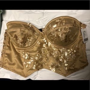 brand new urban outfitters gold strapless top
